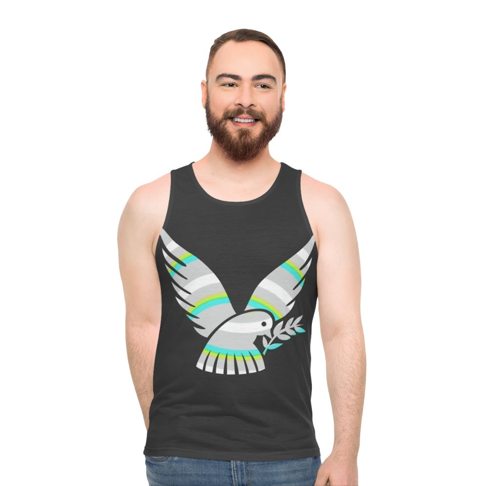 Legendary dove unisex tank top featuring colorful abstract animal art