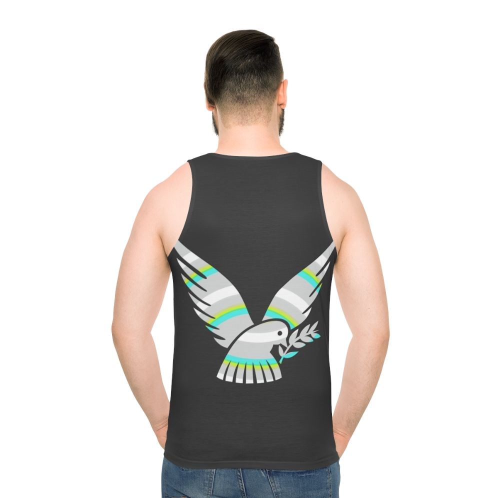 Legendary dove unisex tank top featuring colorful abstract animal art