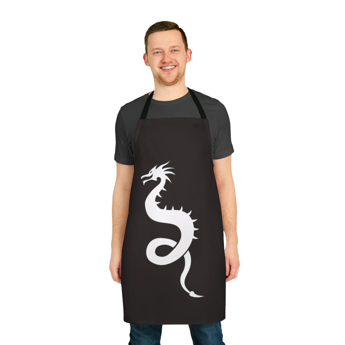 Legendary dragon silhouette apron with fantasy design