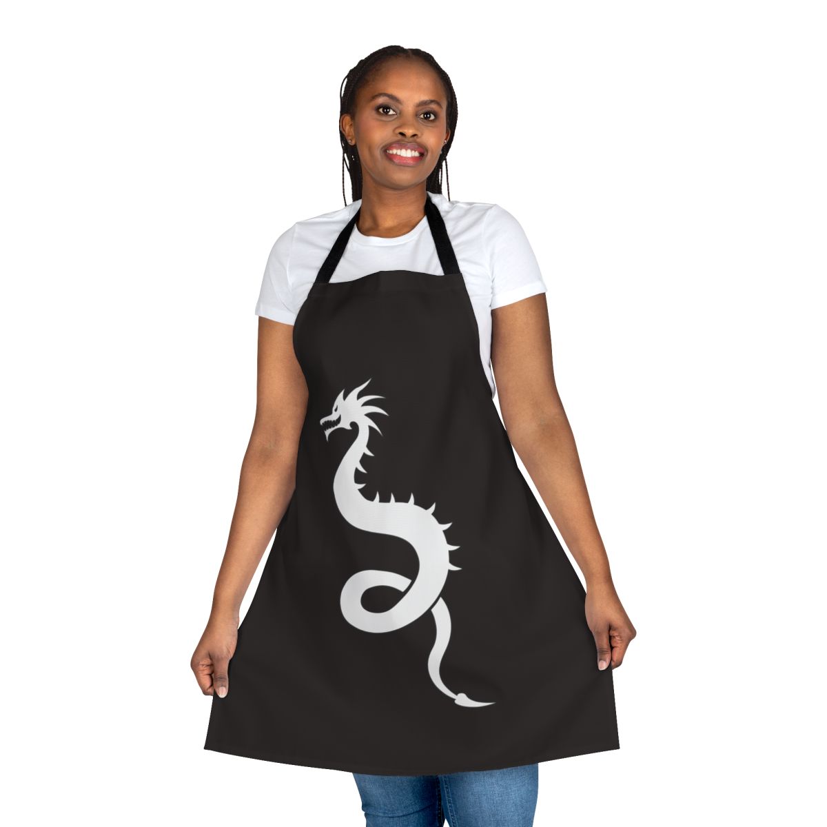 Legendary dragon silhouette apron with fantasy design