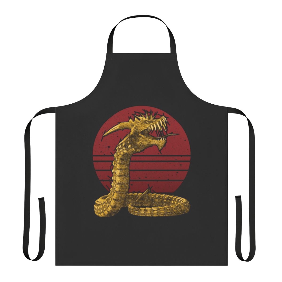 Apron featuring a vintage-inspired design of a dragon and snake, ideal for fantasy and reptile enthusiasts.