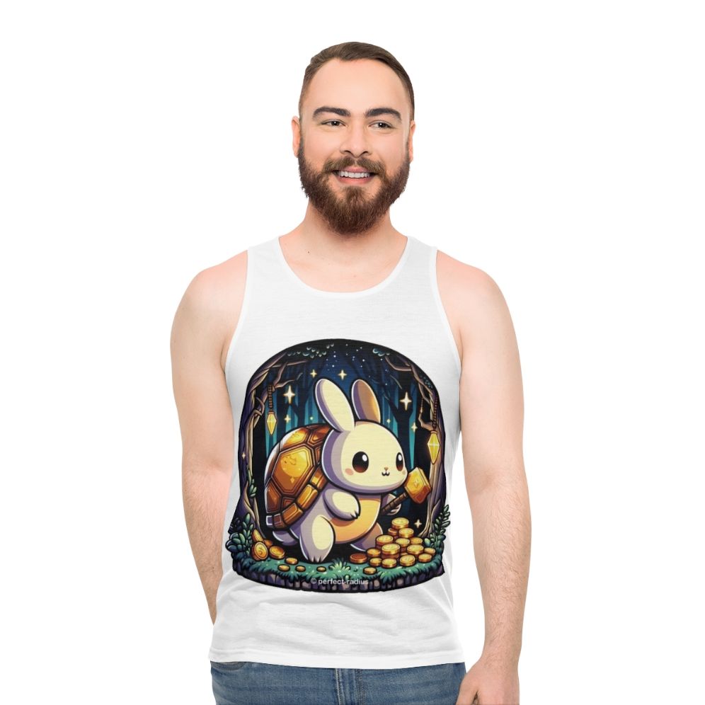 Legendary golden turtle rabbit fantasy animal graphic on unisex tank top
