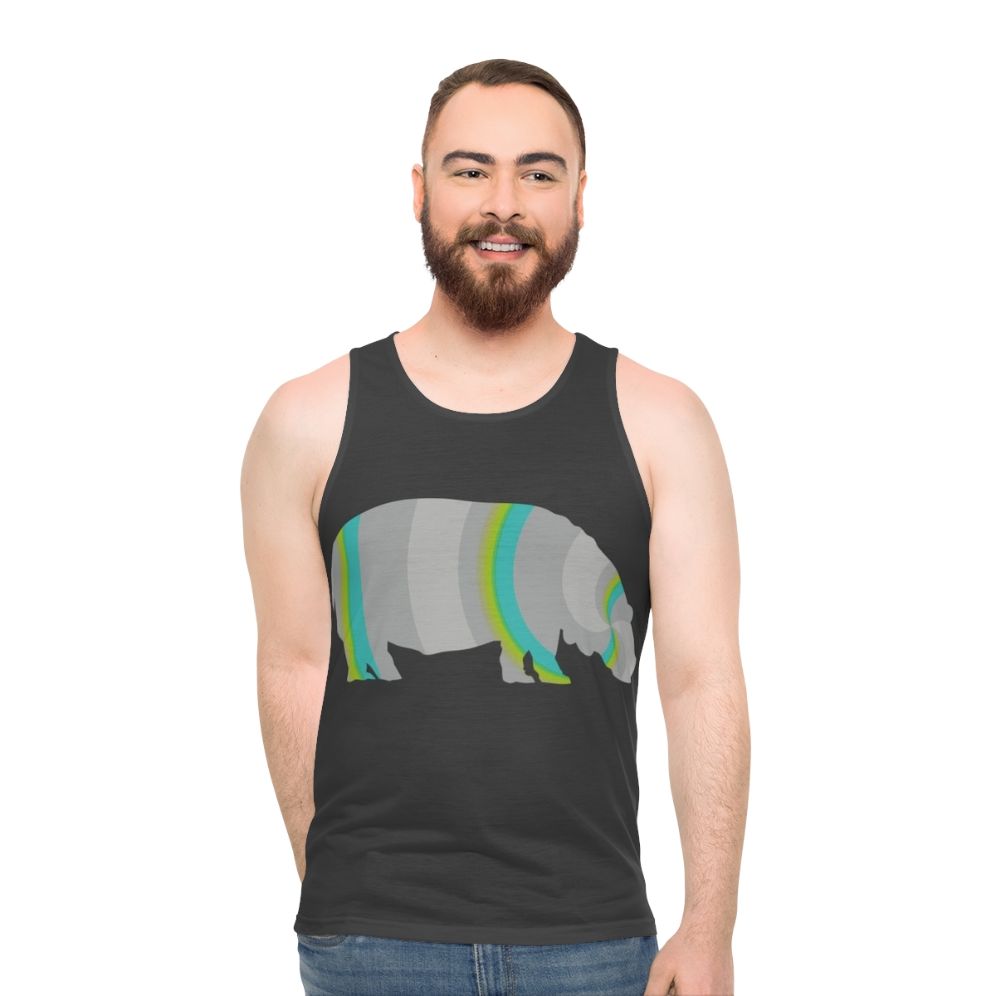 Legendary hippo unisex tank top with colorful animal art design