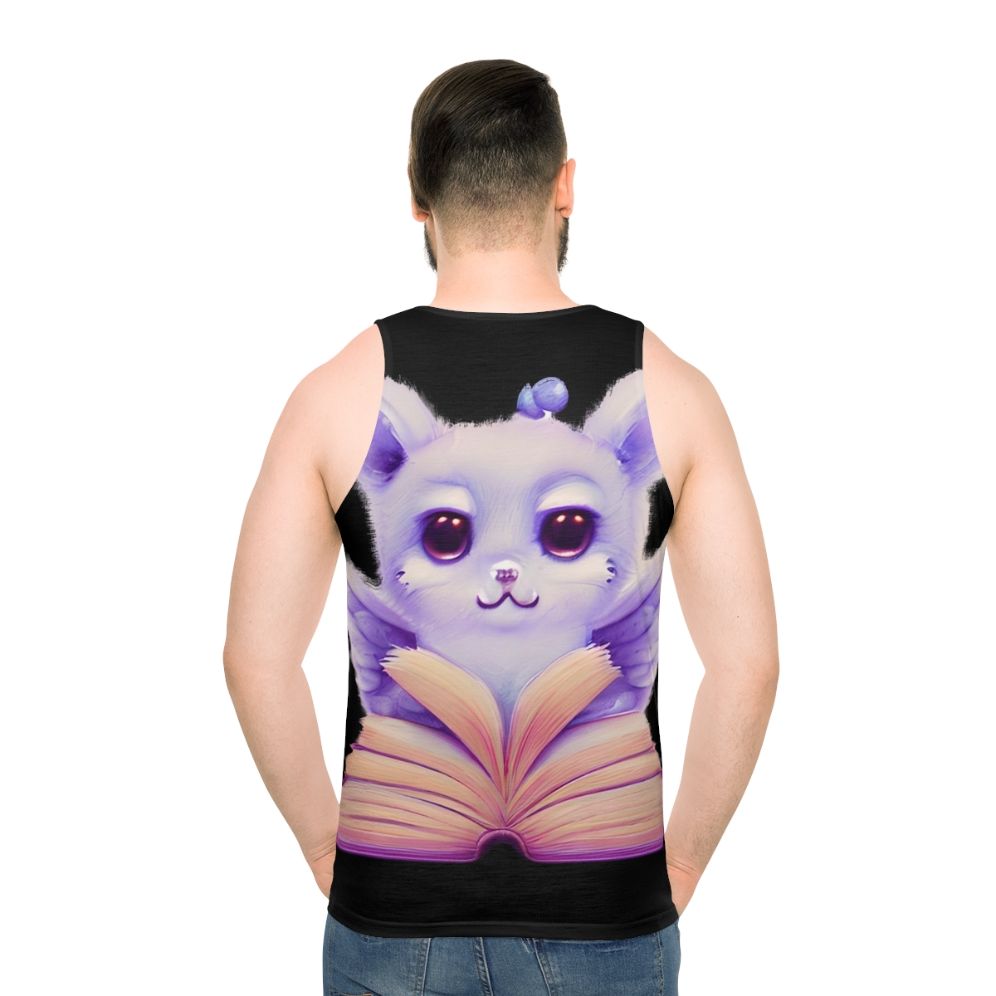 Unisex tank top with open book and legendary mythical creatures design