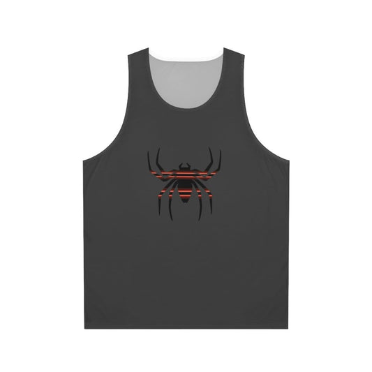 Unisex tank top featuring a colorful, abstract spider design