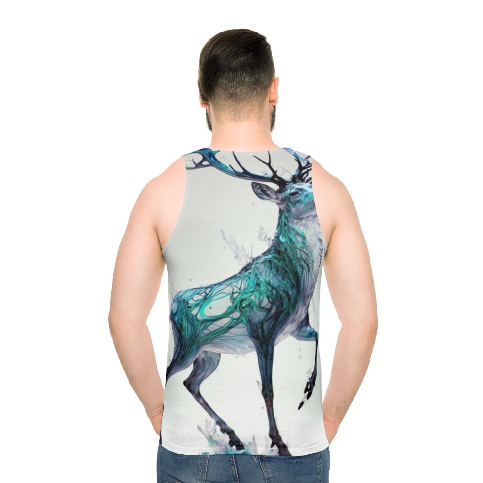 Unisex tank top with a holographic, prancing stag design - perfect for the holidays