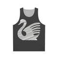 Legendary swan unisex tank top with colorful abstract animal art design