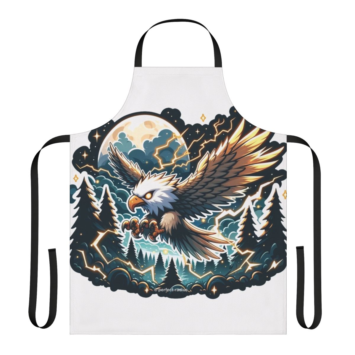 Illustration of a majestic thunderbird eagle on a kitchen apron