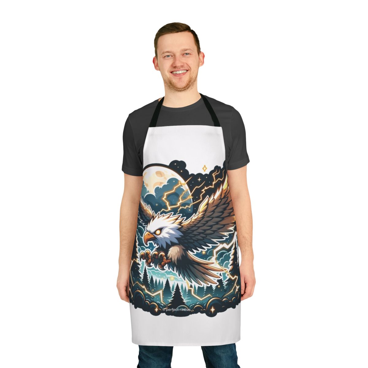 Illustration of a majestic thunderbird eagle on a kitchen apron