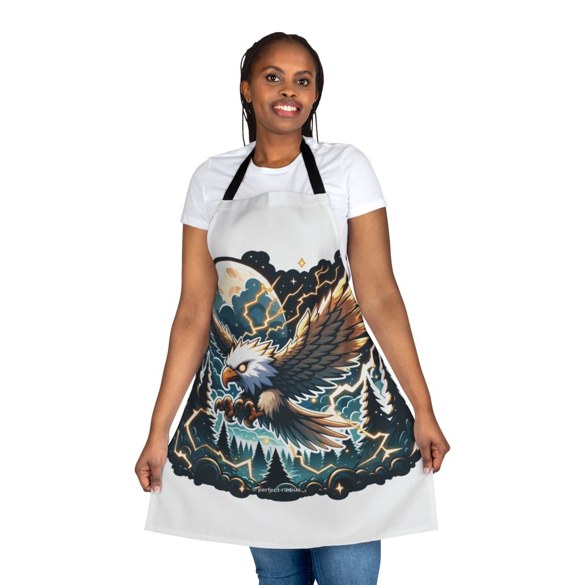 Illustration of a majestic thunderbird eagle on a kitchen apron