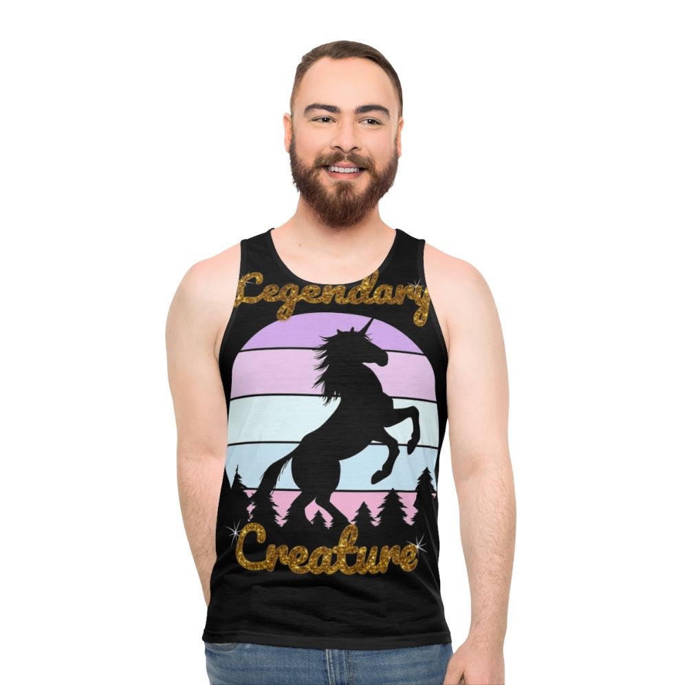 Legendary unicorn design printed on a unisex fantasy tank top