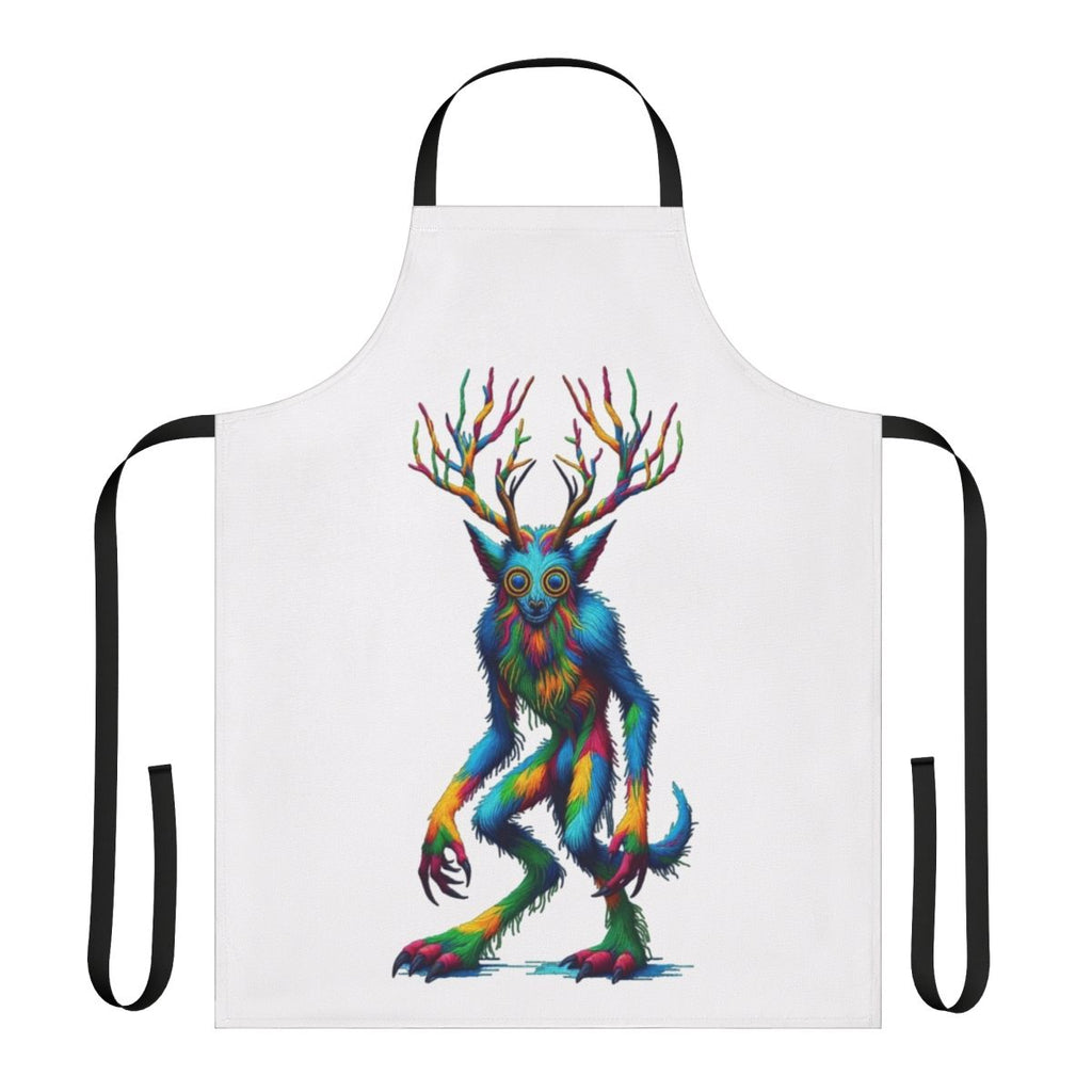 Embroidered apron featuring the legendary wendigo, a mythical creature from fantasy and folklore