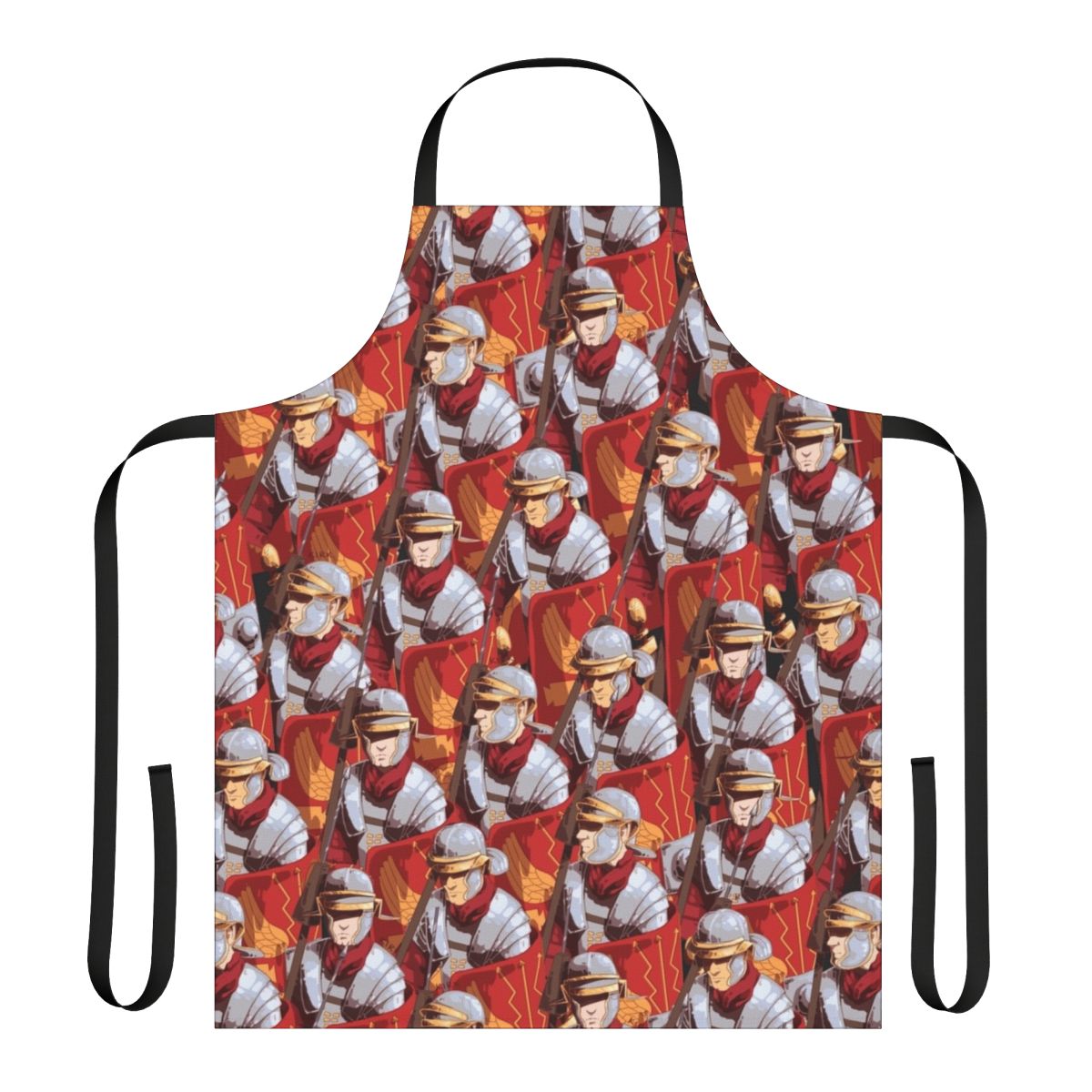 Legionary-inspired apron with red and black pattern, perfect for history enthusiasts and reenactments.