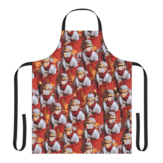 Legionary-inspired apron with red and black pattern, perfect for history enthusiasts and reenactments.