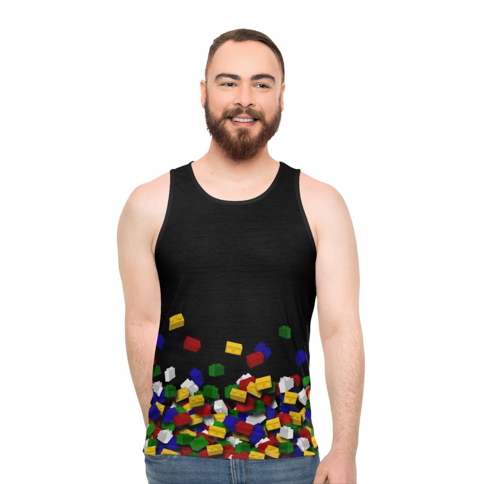 Lego-inspired brick art unisex tank top