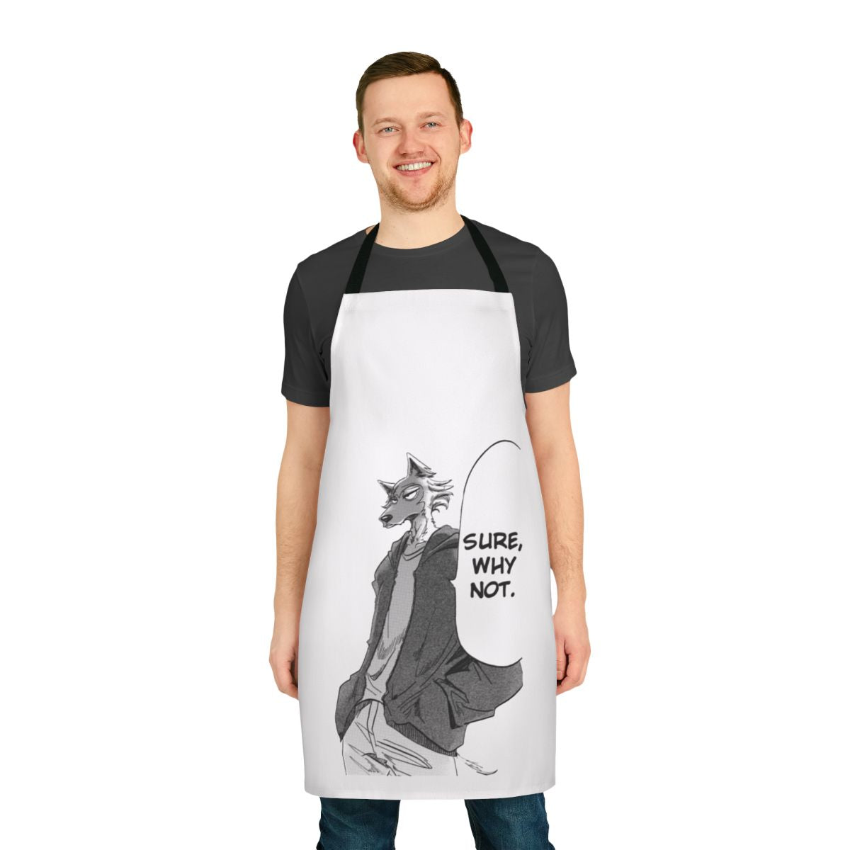 Legoshi-inspired anime apron with wolf design