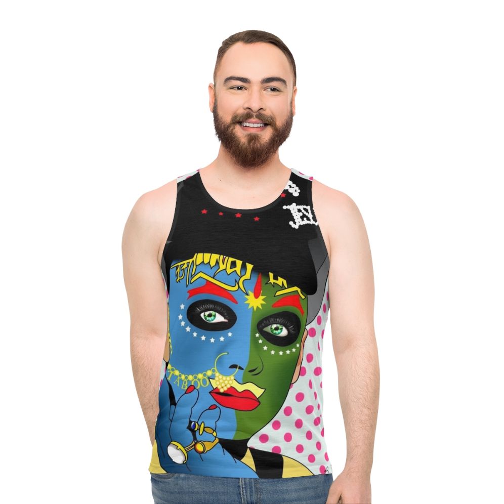 Leigh Bowery Inspired Unisex Tank Top with Vibrant Pop Art Graphic