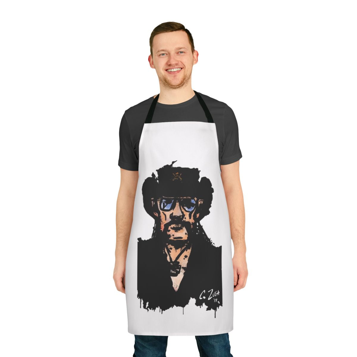 Lemmy Kilminster inspired apron featuring a portrait of the iconic Motörhead musician