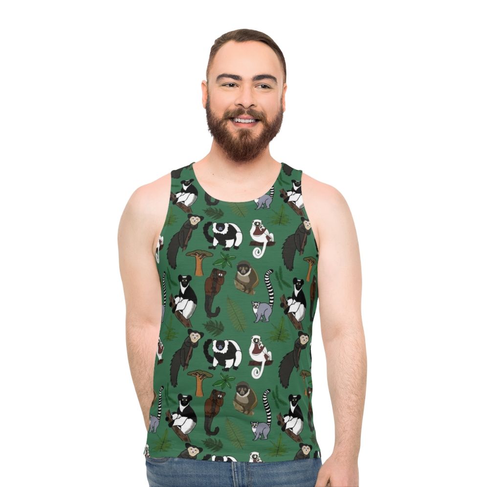Lemur pattern unisex tank top