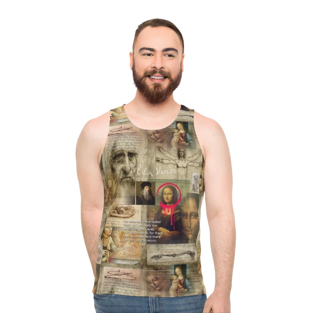 Leonardo da Vinci unisex tank top featuring the Mona Lisa