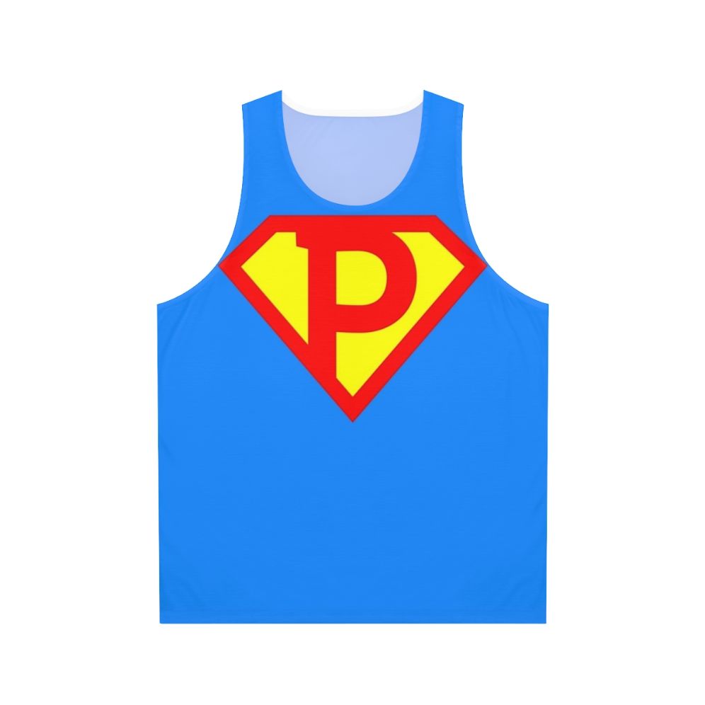 Letter P superhero alphabet unisex tank top
