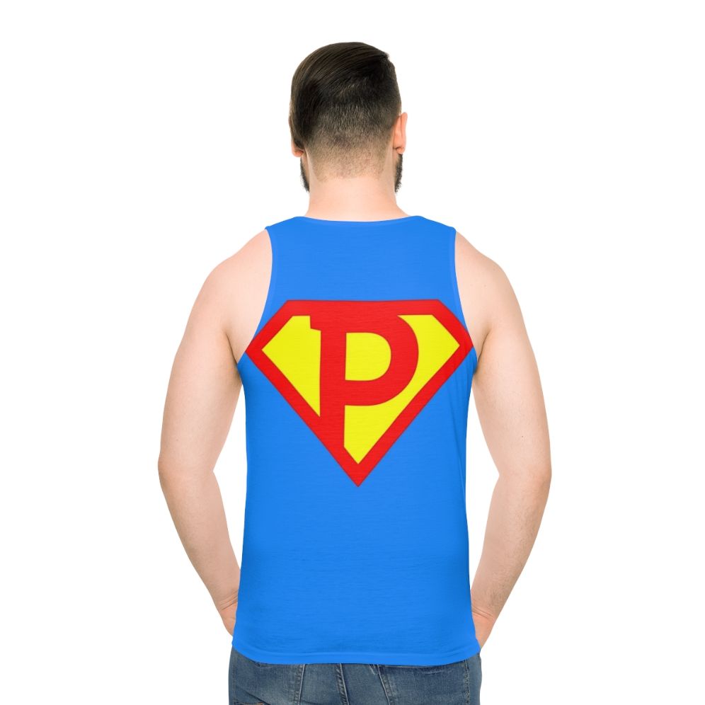Letter P superhero alphabet unisex tank top