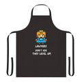 Stylish apron featuring a "Lawyers Don't Age, They Level Up" 8-bit inspired design