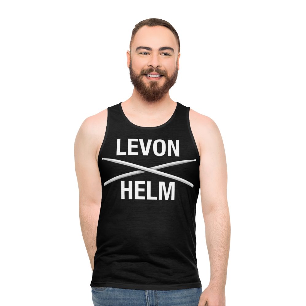 Levon Helm unisex tank top with drummer and band logo