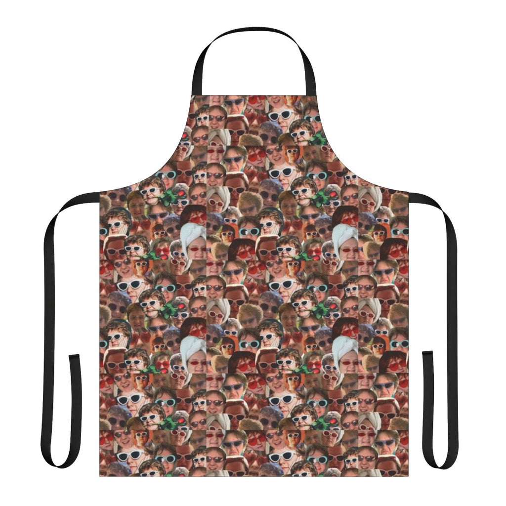Colorful collage of Lewis Capaldi's photos repeated on a high-quality apron