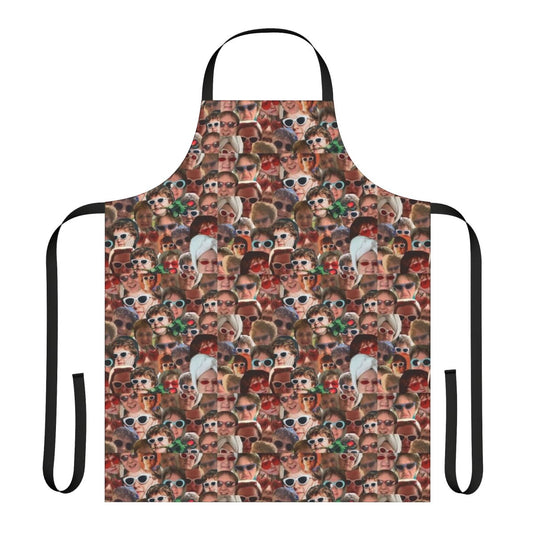 Colorful collage of Lewis Capaldi's photos repeated on a high-quality apron