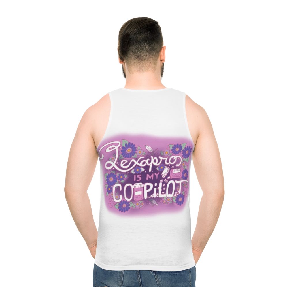 Lexapro inspired unisex tank top with floral tattoo design