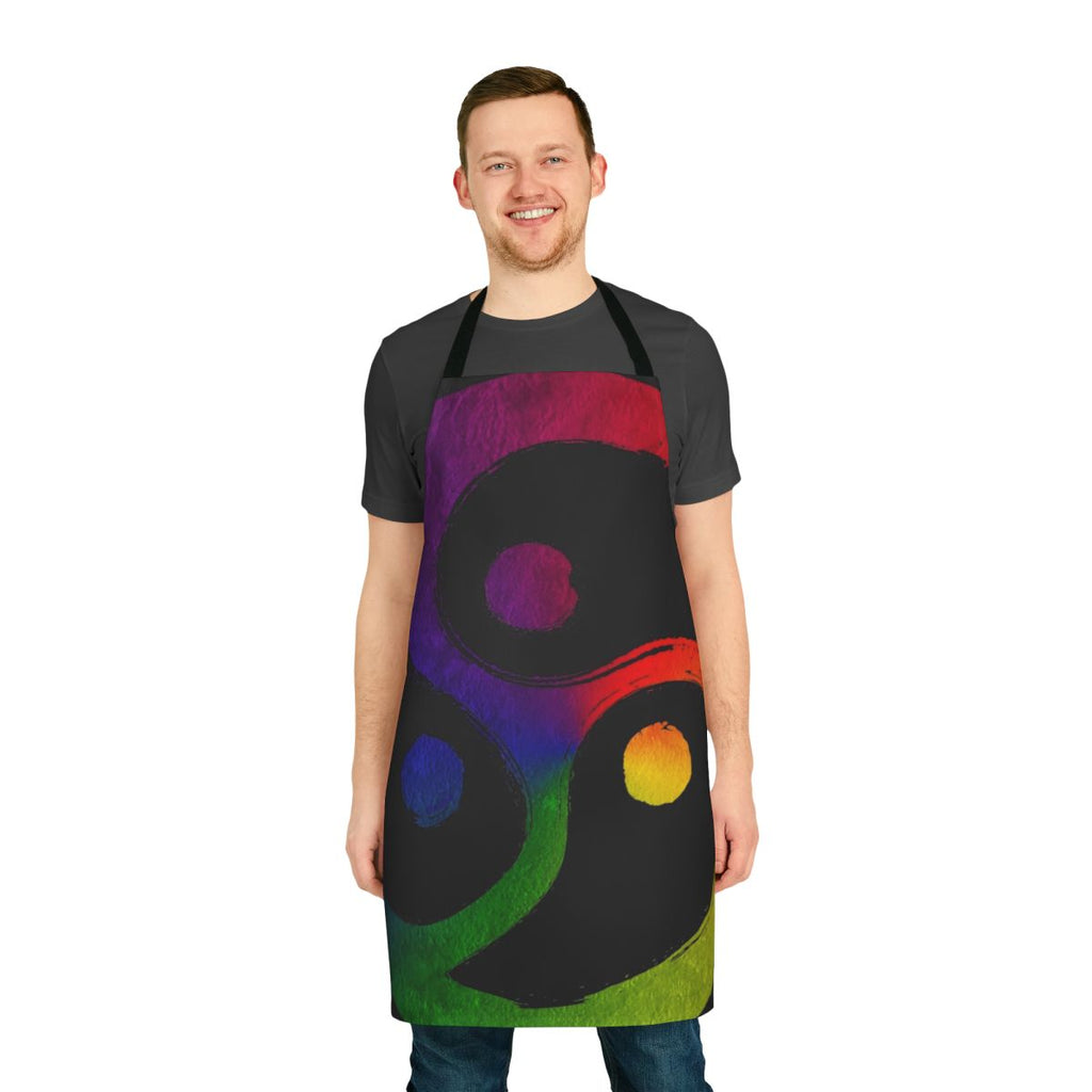Colorful rainbow triskelion apron for LGBTQ+ and BDSM community
