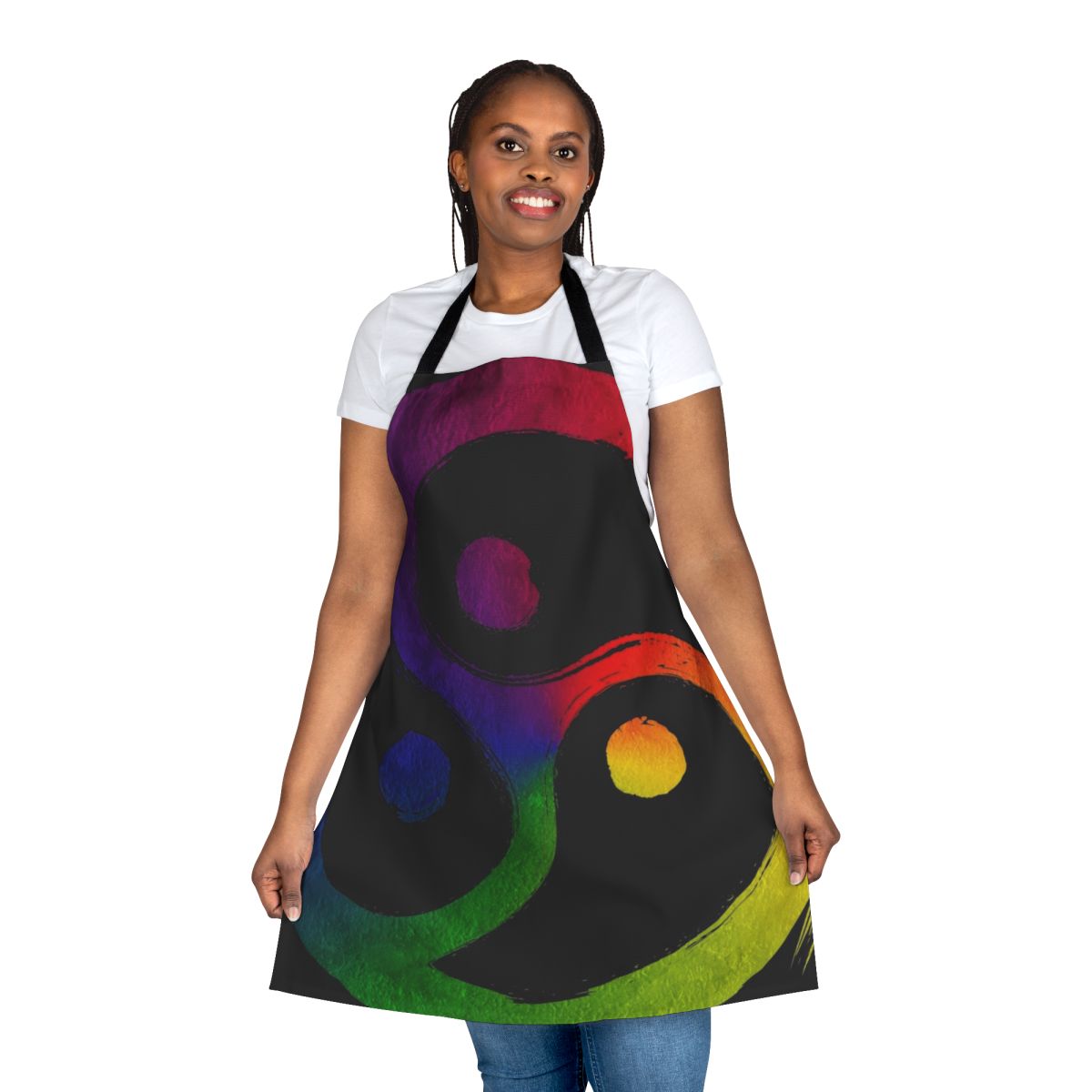 Colorful rainbow triskelion apron for LGBTQ+ and BDSM community