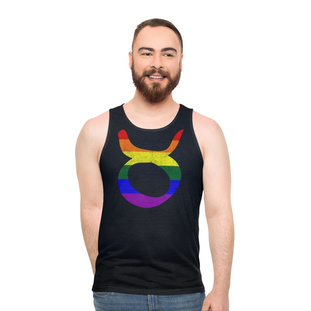 LGBT Taurus Zodiac Pride Flag Unisex Tank Top