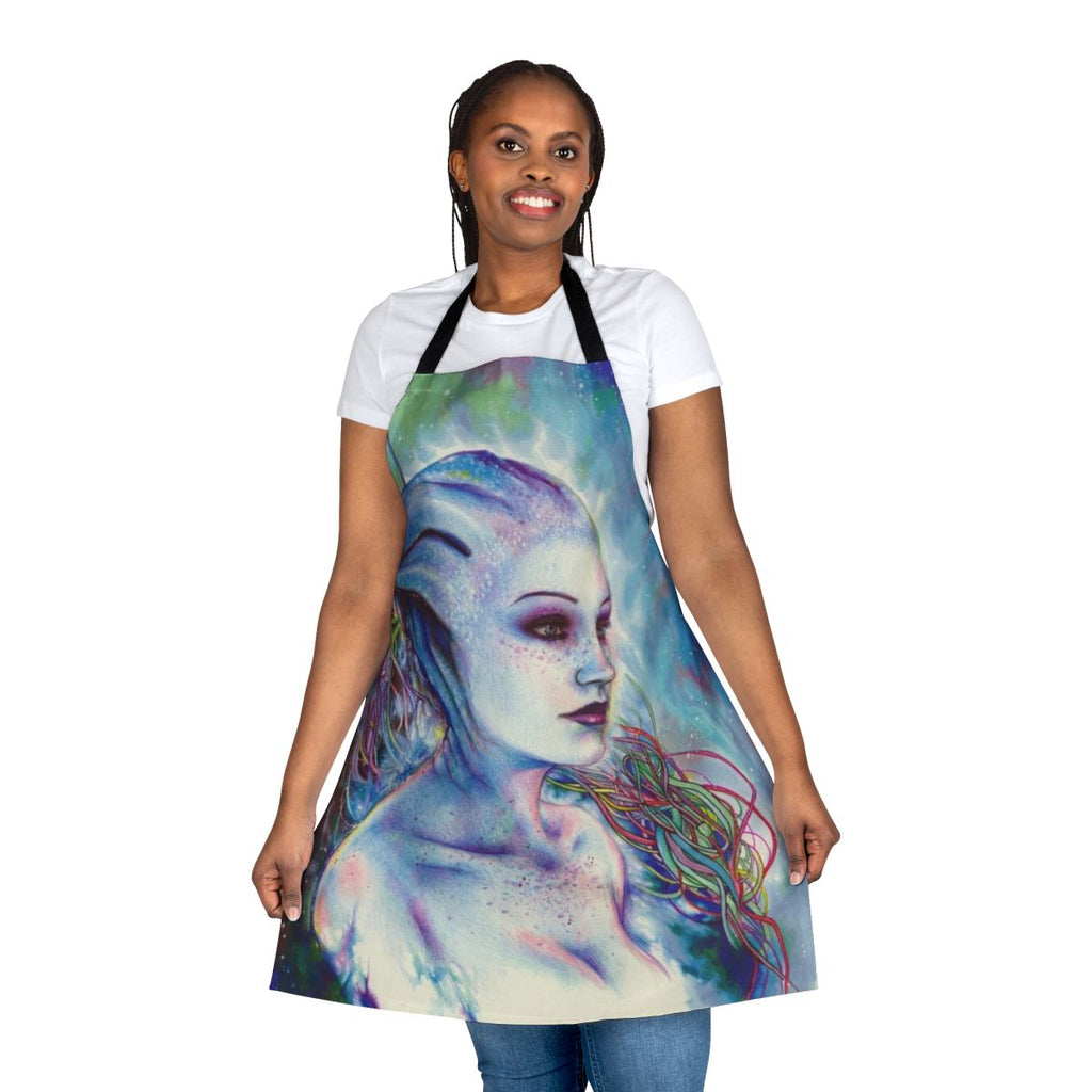 Liara Tsoni-inspired apron featuring the iconic Mass Effect character design