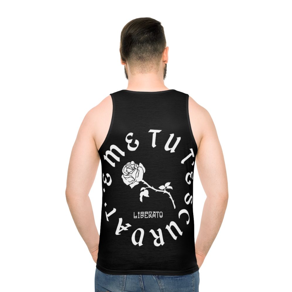 Liberato Unisex Tank Top with Rose Design in Black and White