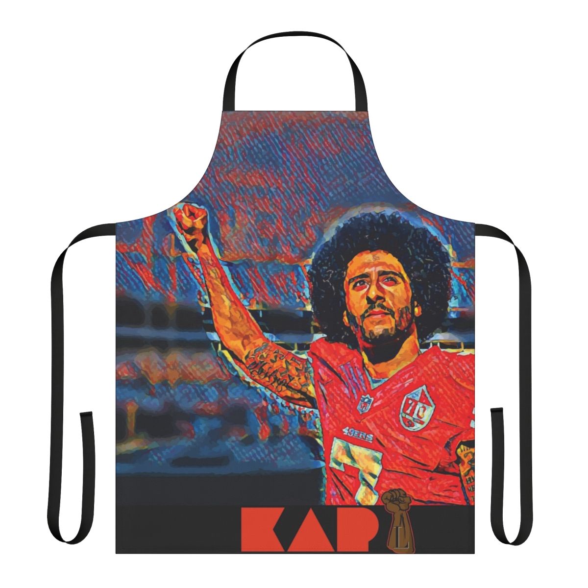 Liberator Apron featuring a design inspired by Colin Kaepernick's kneeling protest