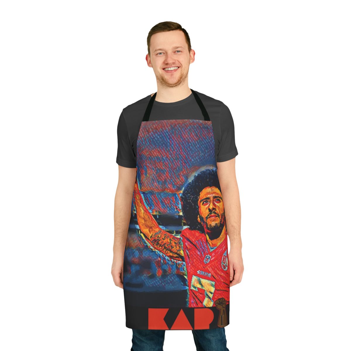 Liberator Apron featuring a design inspired by Colin Kaepernick's kneeling protest