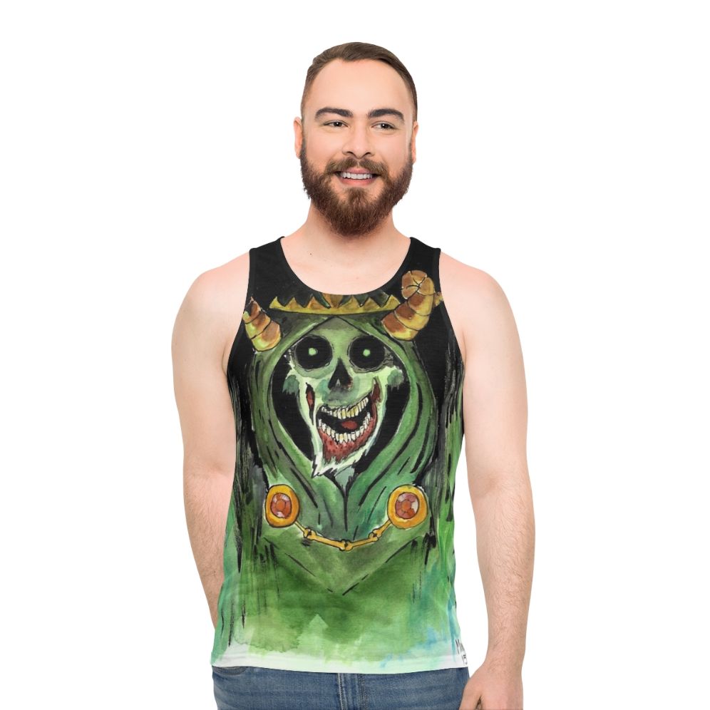 Unisex tank top with lich skull design