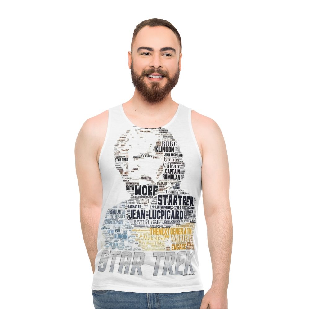 Lieutenant Worf from Star Trek: The Next Generation on a unisex tank top