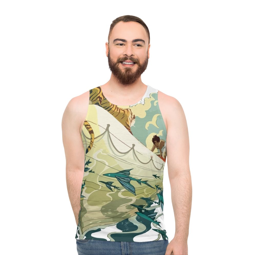 Minimalist "Life of Pi" Tiger in Boat Unisex Tank Top