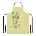 Lifestyle Inspired Apron Featuring Books, Music, Food and Naps