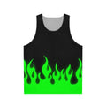 Lime green tank top with neon flame design