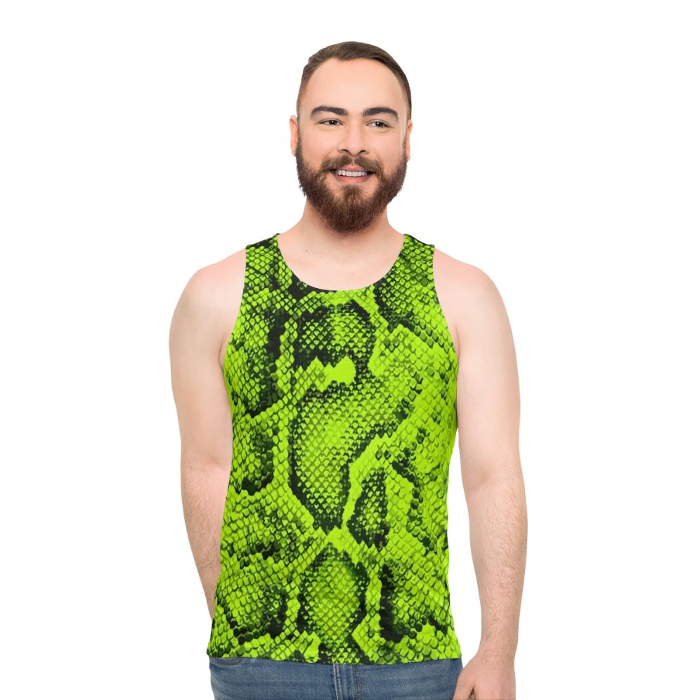 Lime snakeskin unisex tank top