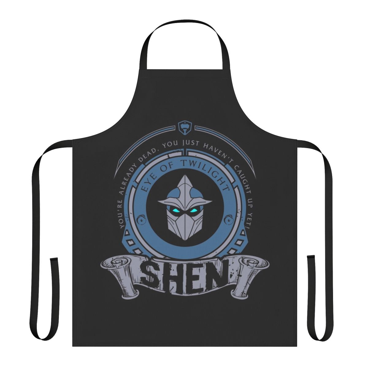 League of Legends themed apron with various character icons and designs