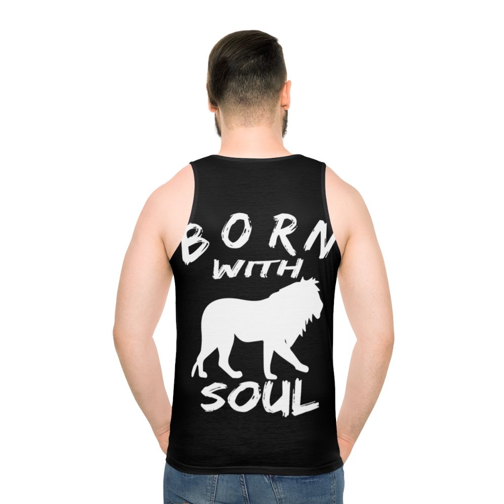 Unisex tank top with a bold lion graphic design