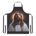 Lionel Messi inspired cooking apron with soccer and "GOAT" graphics