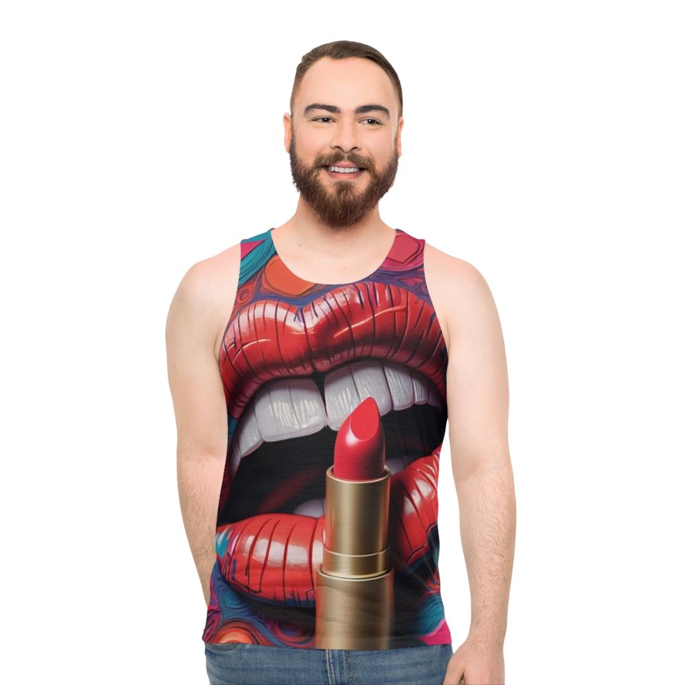 Lipstick art unisex tank top