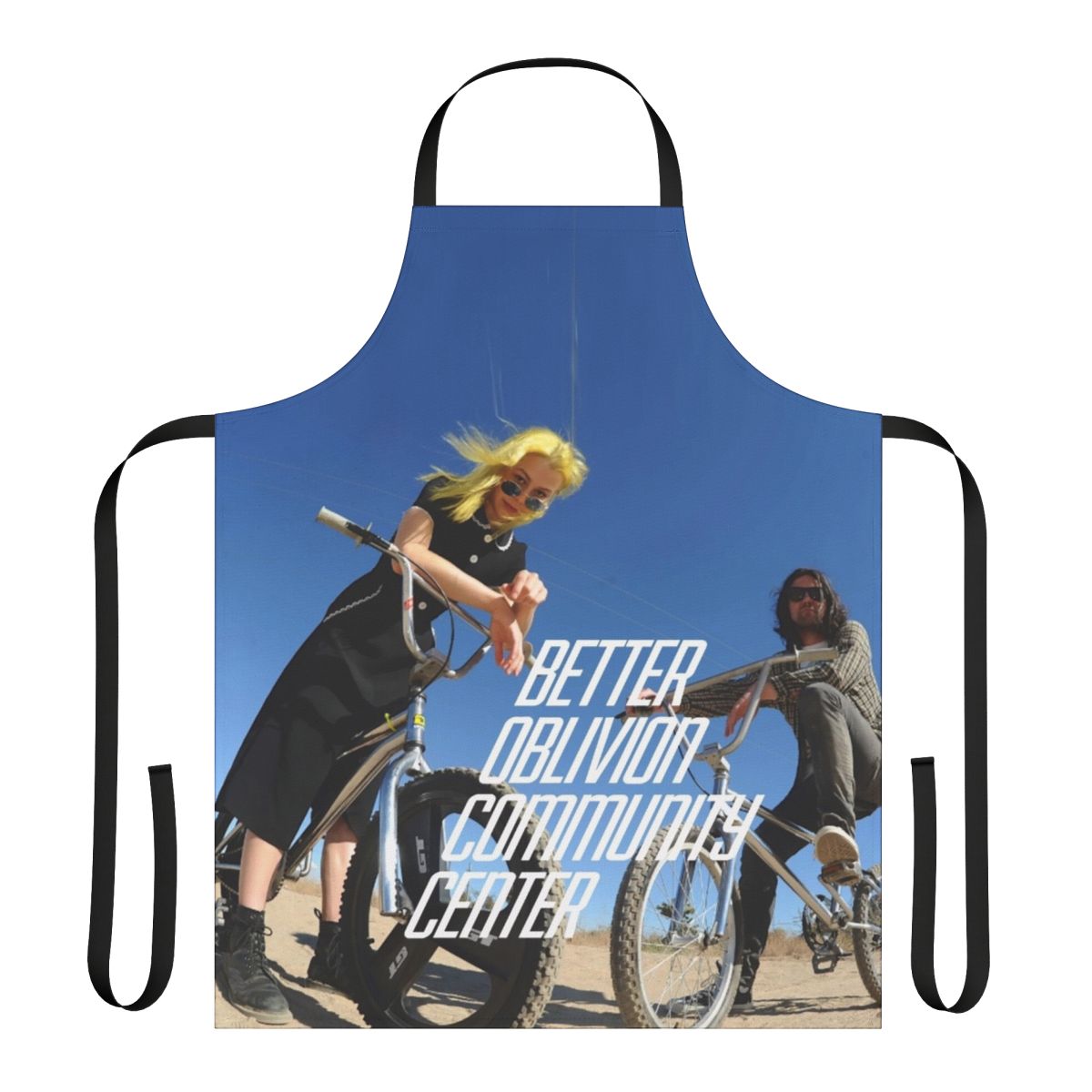 Live music apron with community center and world band design