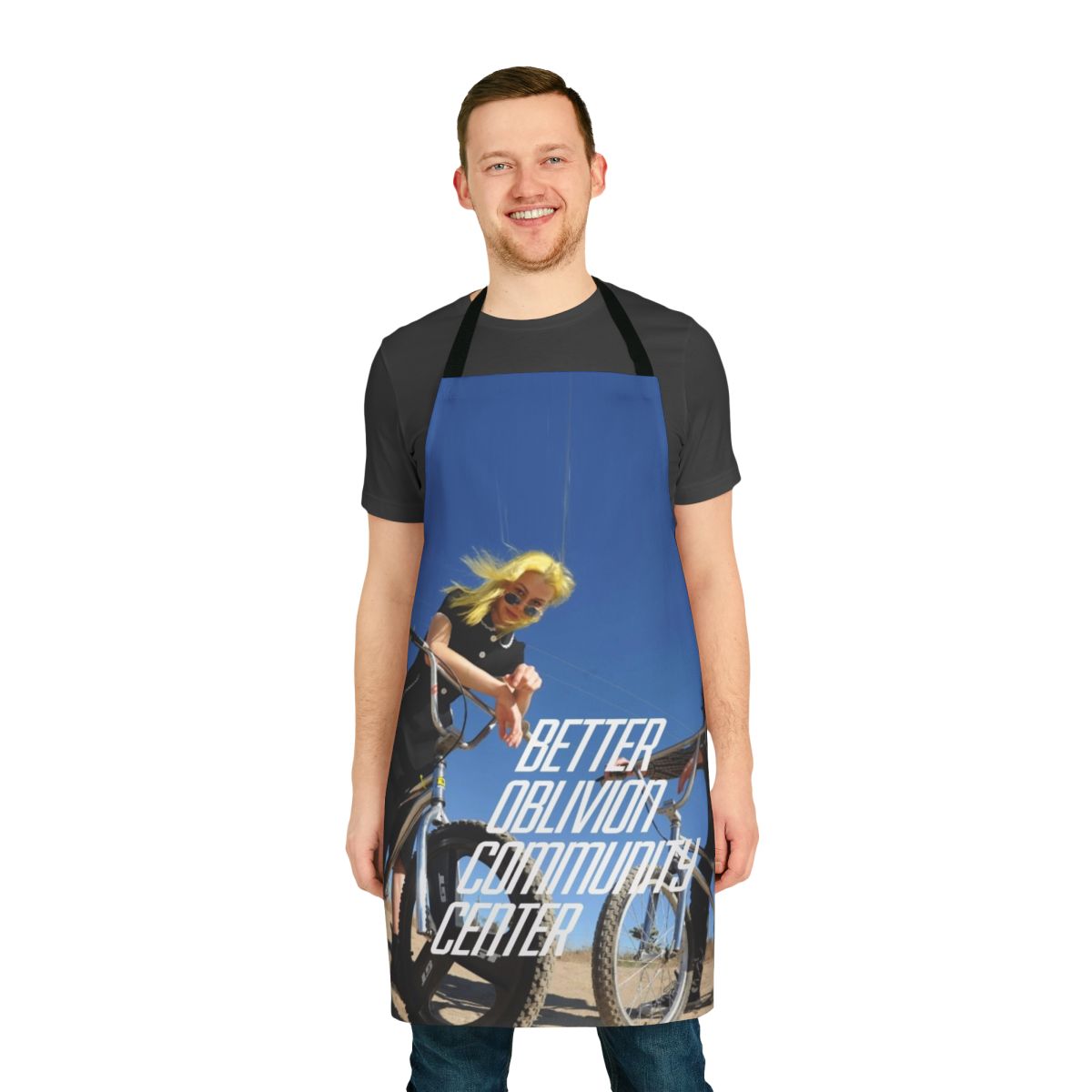 Live music apron with community center and world band design
